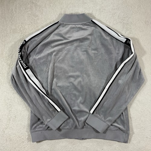 Sergio Tacchini Velour Track Jacket Full Zip Gray Black White Stripe Menswear XL - Picture 11 of 12