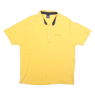 TOMMY JEANS Hommes Jaune Polo XL Coton Mélange Manches Courtes Uni Décontracté - Photo 1/4