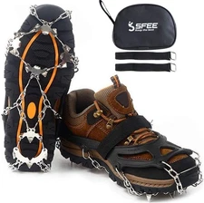 Sfee Ice Snow Grips Crampons Traction Cleats,19 Stainless Steel Spikes for Wo...