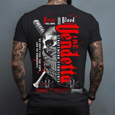 Vendetta Inc. Shirt Full Crime schwarz VD-1213 - Männer Rundhals Baumwolle Shirt