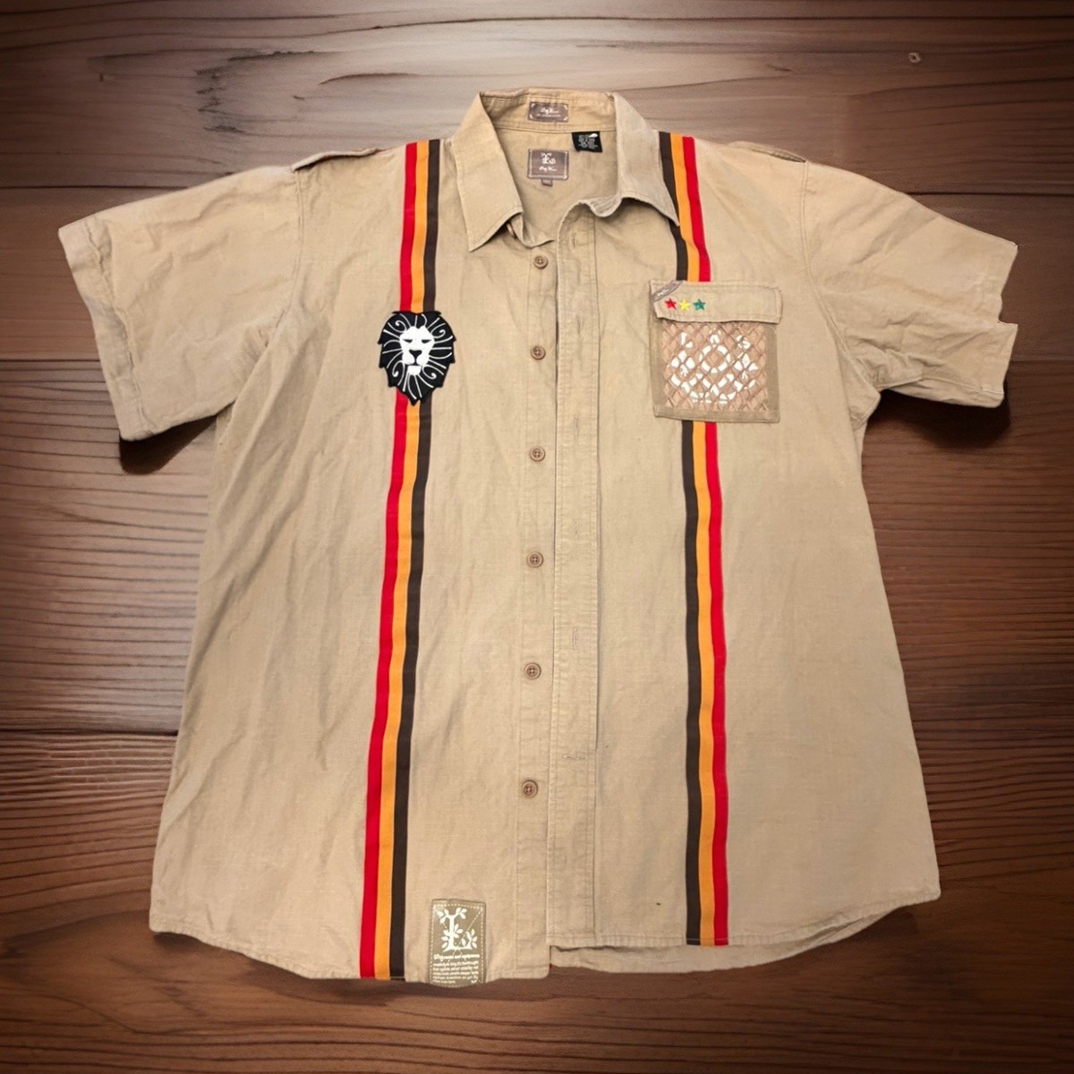 jamaican dress shirt Jamaican Jazzmen button up dress shirt,Size XL ,short sleeve