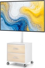 TV Stand on Wheels for 32"-60" Flat or Curved TVs with VESA Mount Holes, White