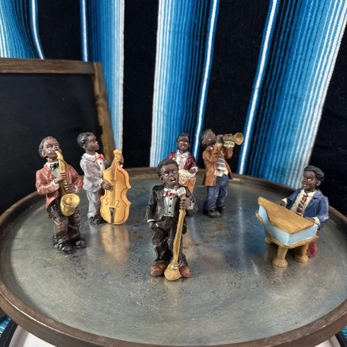 VTG African American Jazz Band Figurines Set Of 6- 3” - 4 1/ Vintage vintage concert t-shirt, vintage, single stitch, B+ condition