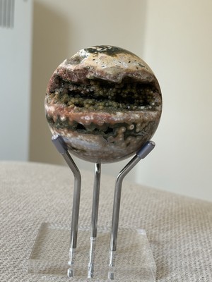 Ozeanjaspis - Orbicular Ocean Jaspis Sphere + Druzy