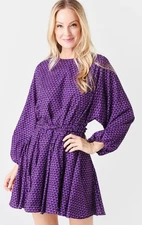 Rhode Ella Dress Sz XS $545 A-Line Relaxed Fit Purple Print No Belt
