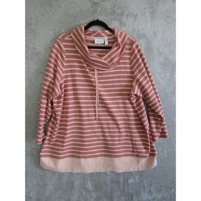 D&CO ACTIVE Striped Cowl Neck Drawstring Pullover Top 2XP
