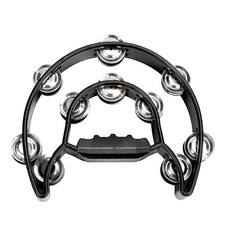 Soulmate Tambourine Metal Jingles Hand Held Percussion Double Row, Black