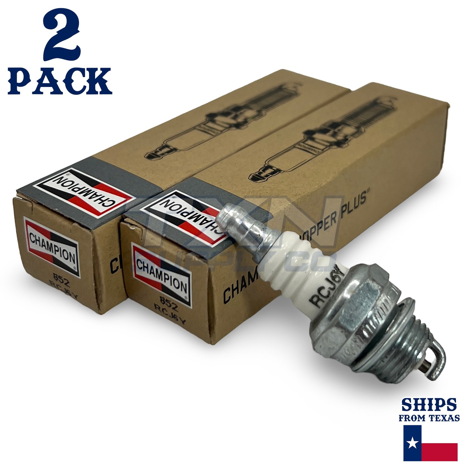 Champion 852 Copper Plus Spark Plug RCJ6Y - 2 Pack  - For Homelite Ryobi