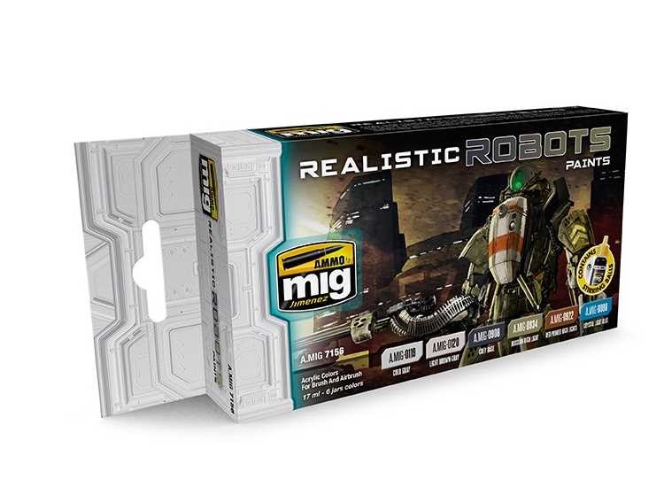 Ammo Mig A.Mig7156 17ml x6 - Realistic Robots Acrylic Paint Set