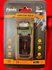 Fenix SW05R-RED Clip-On LED Flashlight w/ Red Light, Green, 150 Lumens - FX-SW05