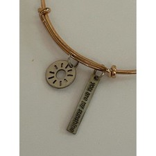 Gold Filled Adjustable Charm Bangle Bracelet with Sterling Silver Sun Charm