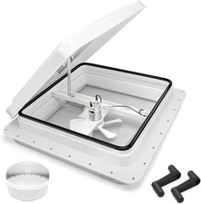 Vent Fan 14 Inch Trailer Roof Vent with 12V Fan, 14" x 14" Roof Vents for Trail