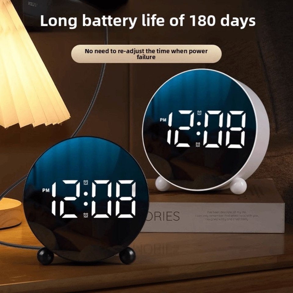 LED Digital Clock Bedside Table Alarm Clocks Time Display Adjustable ...