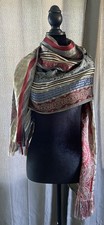 Etro Milano Silk Scarf / Paisley Multi Colored / Flowing 20" x 72" / Italian