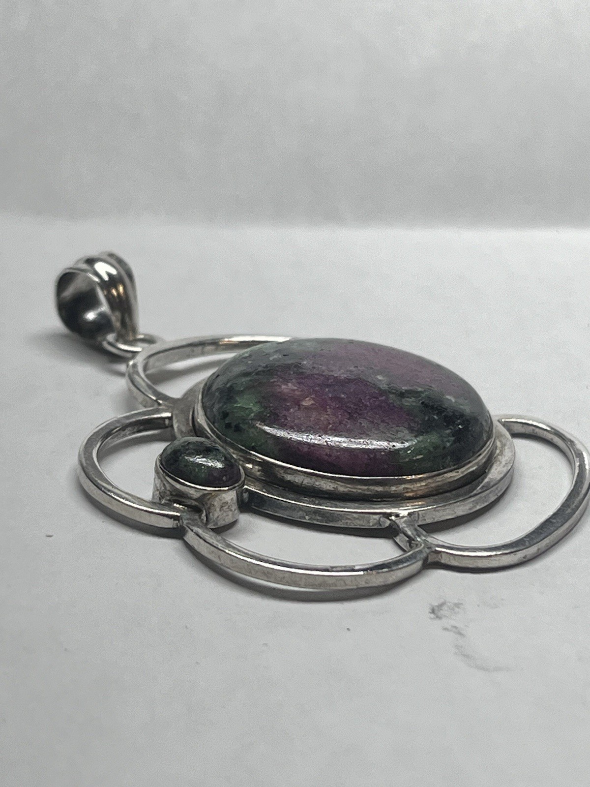 Ruby Zoisite Sterling Statement Pendant Necklace - image 4