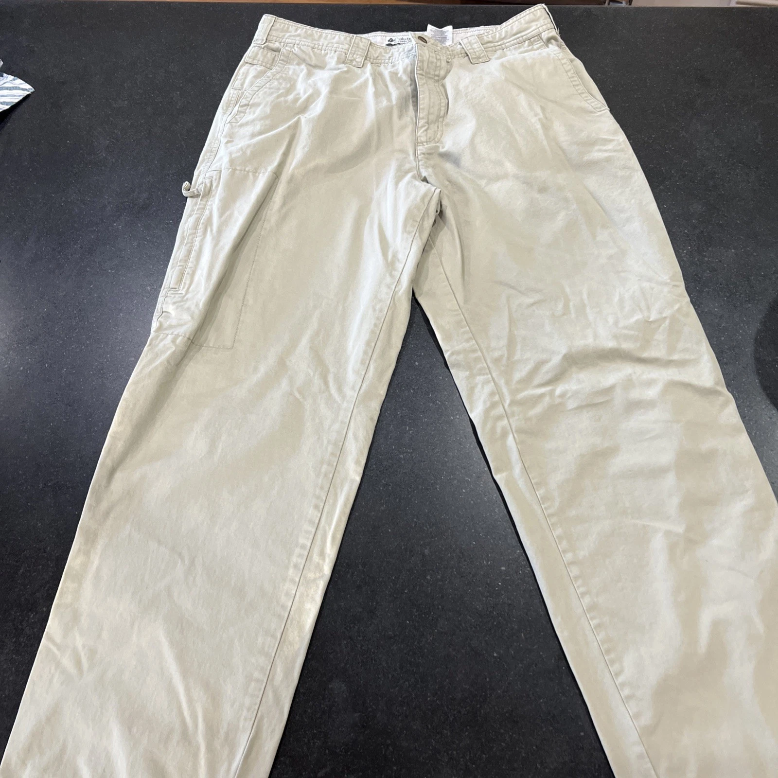 Mens Columbia Regular Fit Cargo Pants Beige Fishing Hiking Camp 36x32
