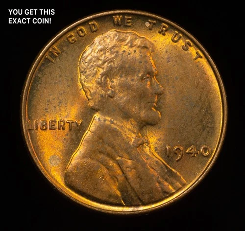 1940 Uncirculated Lincoln Wheat Cent Exact Coin Imaged #3458