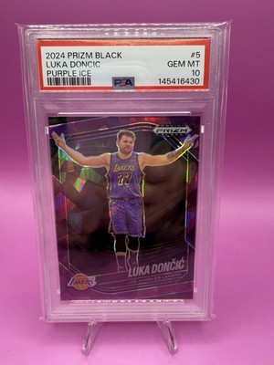 Panini 2024-25 Prizm Black Luka Dončić #5 Purple Ice Prizm /149 PSA 10