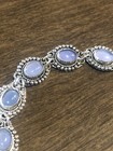 Vintage Beautiful Sterling and Ten Stone Natural Oval Blue Moonstone Bracelet 7" — photo 9