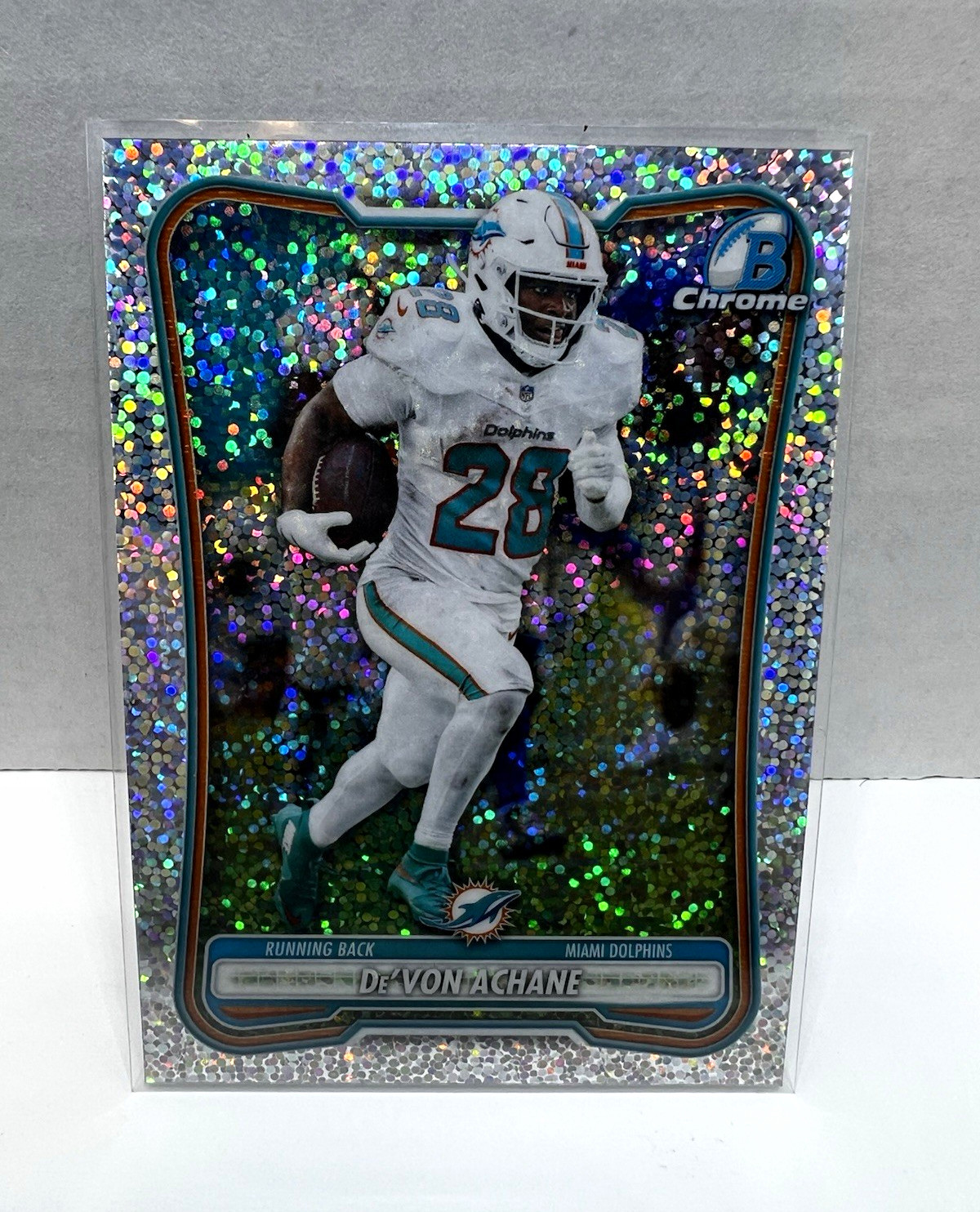 2026 Bowman Chrome #BCV-67 DeVon Achane Miami Dolphins Speckle Refractor
