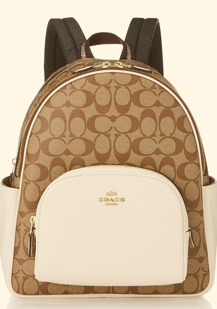 COACH Logo Pattern Nylon Leather Backpack Brown W… - image 1