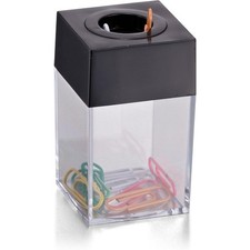 Small Magnetic Top Clear Black Paper Clip Dispenser for Office Use