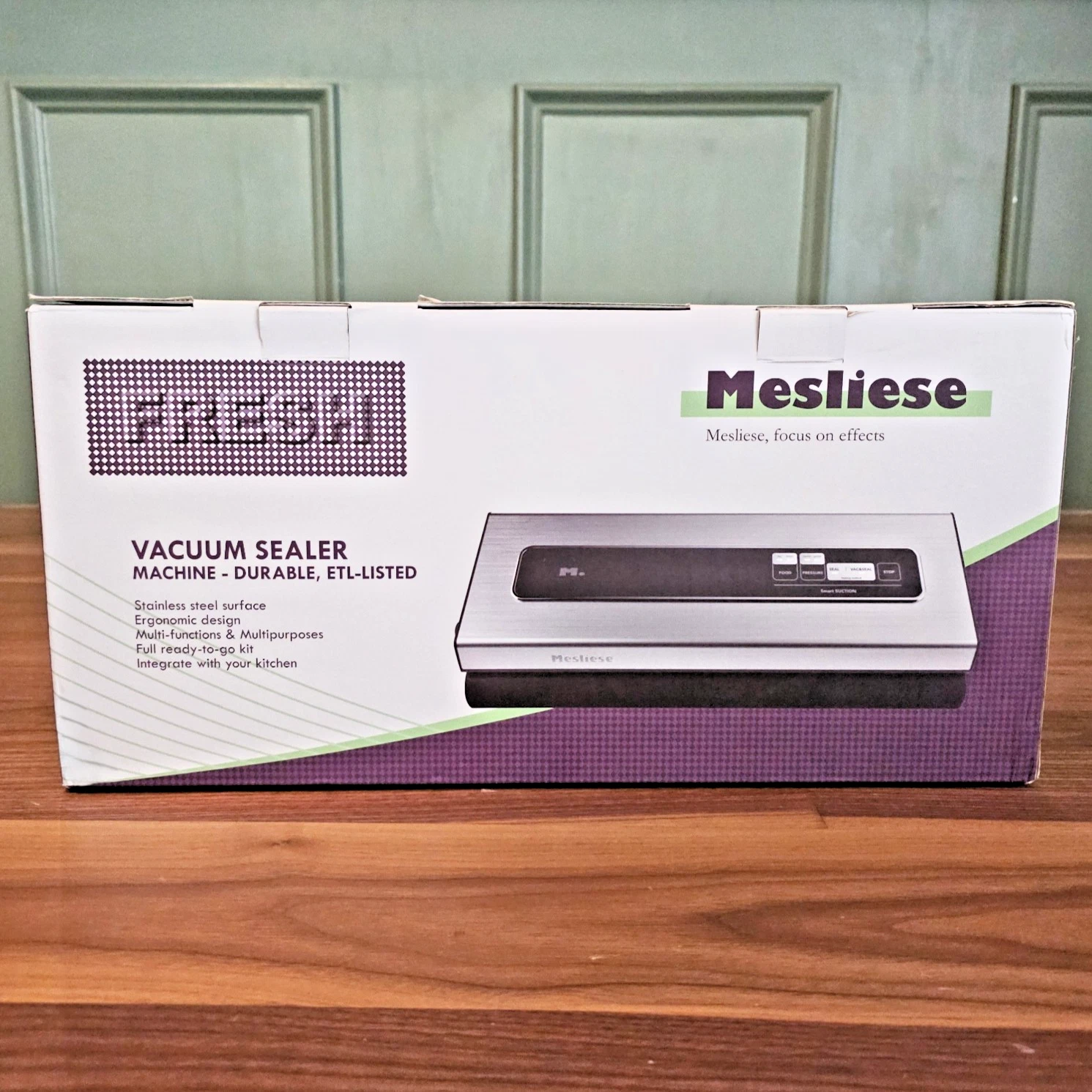 Mesliese Vacuum Sealer Machine ETL Listed Stainless Steel New in Box w/ Bag Roll