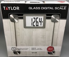 Taylor Digital Display Glass Bathroom Scale 440 LB Capacity Stainless Accents BN