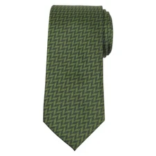 WEEKEND CASUAL Mens Silk Green Herringbone Tie Necktie 2.75 Slim Woven