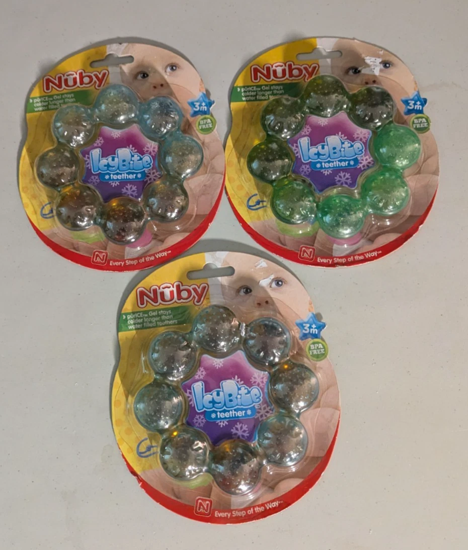 Nuby IcyBite Round Ring Teether. BPA Free . 3+months old