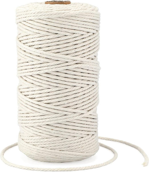 3MM Beige Makramee Garn Baumwollgarn, 100 M Baumwollfaden Baumwollkordel, 4 Ply-image