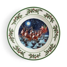 Spode Tree Annual Collector's Plate, 10 Inch - Santa with Reindeer Over Snowy...