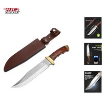 14-inch Bowie Knife, Full-tang Fixed Blade, Wood Handle Hunting Knife with Le...