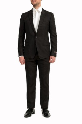 Dolce & Gabbana Men's ''Martini'' Black 100% Wool Striped Two Button Suit