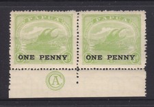 PAPUA: LAKATOI ONE PENNY OVER 1/2d    CA MONOGRAM  PAIR MH TINY SPOT ON 1 STAMP