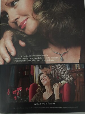 1977 De Beers Consolidated Mines A Diamond is Forever VTG Print Advertisement