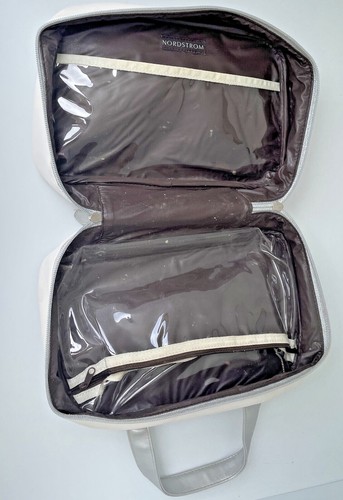 Nordstrom White Makeup Bag Plastic-Lined Leather - Picture 4 of 5