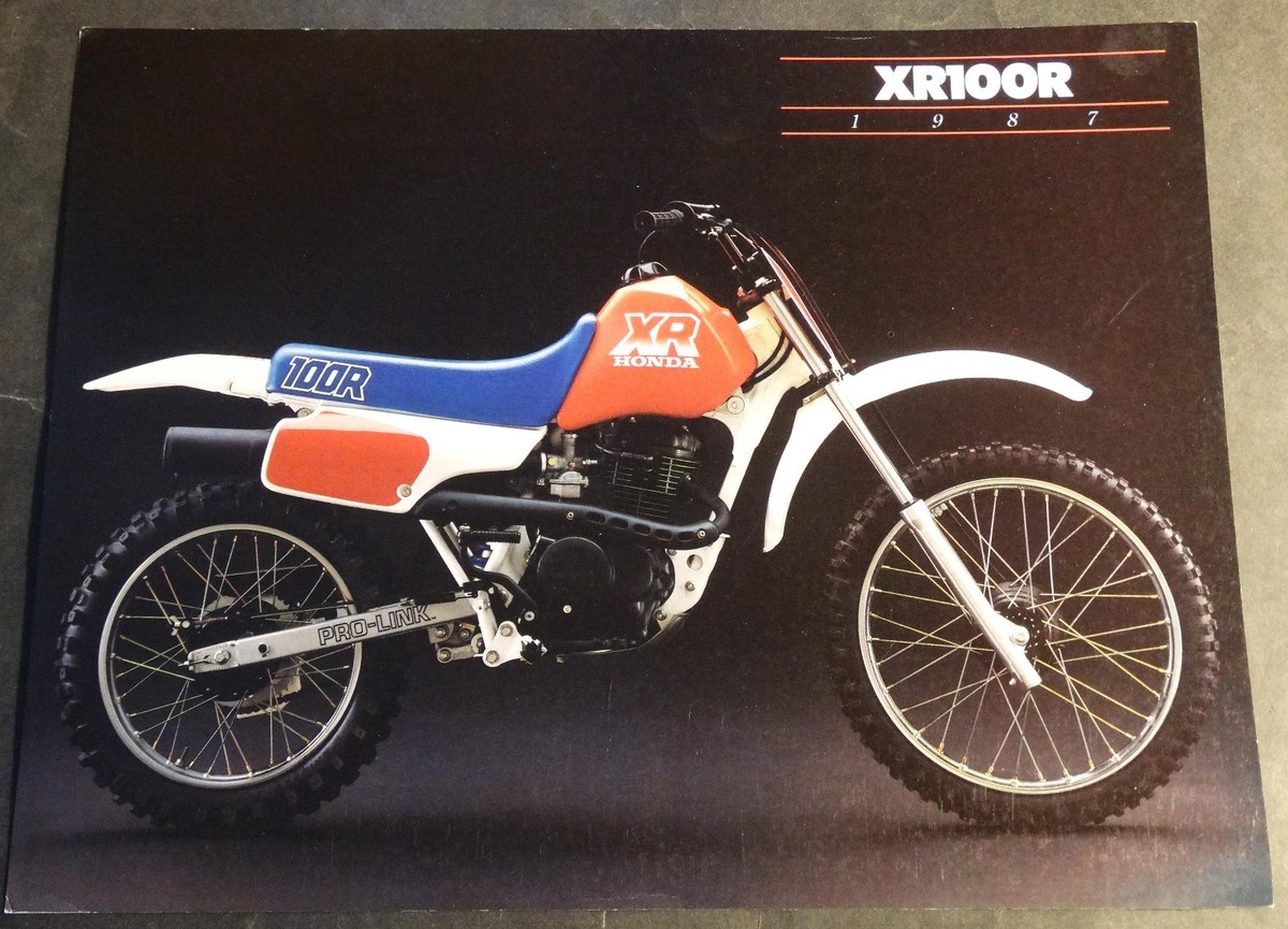 1987 HONDA XR100R MOTORCYCLE SALES BROCHURE SINGLE PAGE 2 SIDED