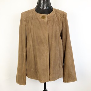 TALBOTS-Leather-Jacket-Size-8-Chocolate-Brown-Genuine-Suede-One-Button-2-pockets