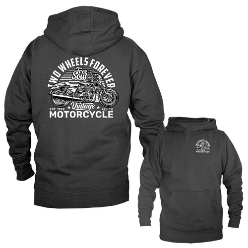 Sudadera con capucha gráfica Two Wheels Forever Motorcycle Bikers clásica personalizada - Imagen 4 de 10