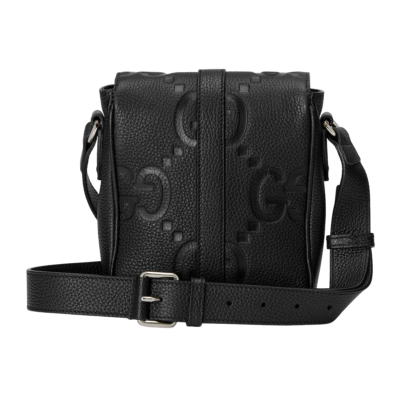 GUCCI Black Jumbo GG Leather Small Messenger Bag New & Authentic
