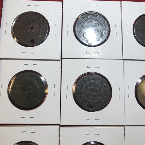 large cent Lot 9 Coins All Holed 1830-1843 Nice Quality Middle Dates Free Ship - Picture 16 of 17