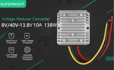 DC 8V-40V to DC 13.8V 10A Buck Boost Converter 138W Voltage Regulator Waterproof