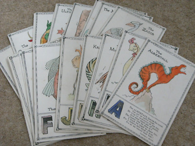 VIERUNDZWANZIG ORIGINAL TUCK COMIC POSTKARTEN - FUNNIZOO ALPHABET.
