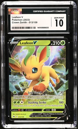 Pokémon TCG Leafeon V Crown Zenith 013/159 Holo Ultra Rare CGC 10 Gem Mint
