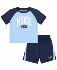 NWT Nike Baby Boy 2 piece Raglan Tee & Shorts Set MSRP $36