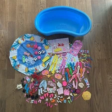 Large Lot Of Vintage Barbie Shoes Clothes Accessories 1980s Pool Skis Pet Sports