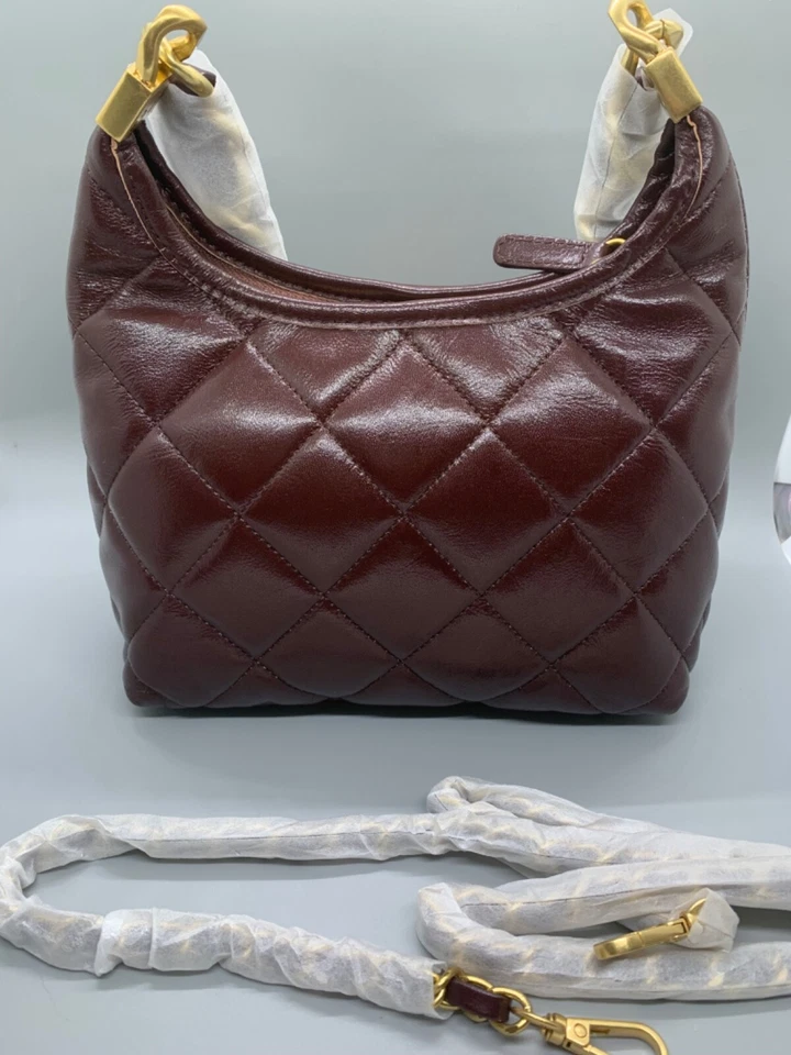 Bolsa tiracolo e ombro de couro acolchoado – Nova em folha – Óleo Borgonha - Imagem 2 de 4