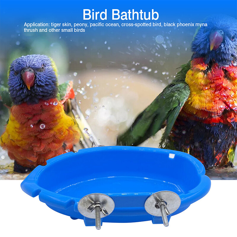 Bird Baths Tub Bowl Basin Parrot Cage Hanging Bathing Box Bird Birdbath