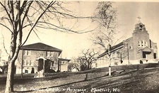 C1940 St Thomas Church Parsonage Montfort WI RPPC Postcard Clergy House Picture